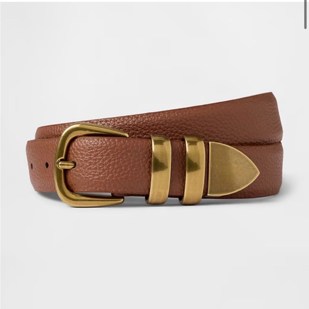 GAP Brown Leather Belt with Gold Buckle